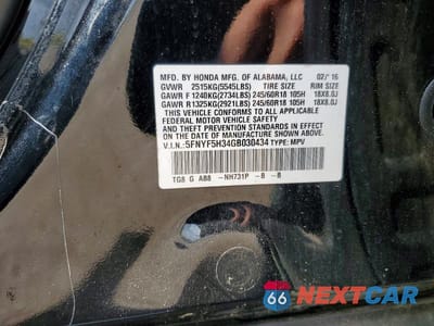 Zdjęcie 13 z 13 samochodu: 2016 HONDA PILOT EX VIN:5FNYF5H34GB030434 - miniatura