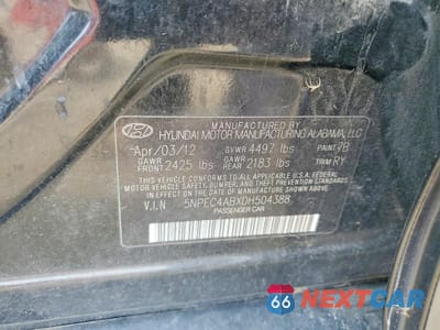 Zdjęcie 12 z 12 samochodu: 2013 HYUNDAI SONATA LIMITED 2.0T VIN:5NPEC4ABXDH504388 - miniatura
