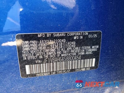 Zdjęcie 12 z 12 samochodu: 2025 SUBARU WRX PREMIUM VIN:JF1VBAH64S8800454 - miniatura