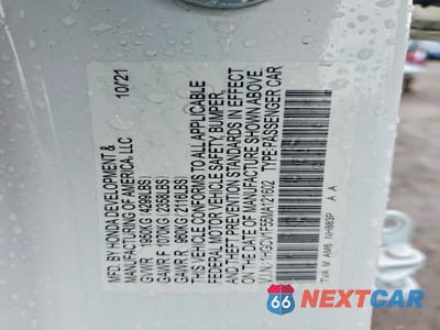 Zdjęcie 12 z 12 samochodu: 2021 HONDA ACCORD EXL VIN:1HGCV1F55MA121602 - miniatura