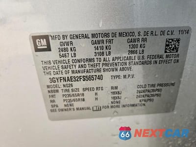 Zdjęcie 13 z 13 samochodu: 2015 CADILLAC SRX VIN:3GYFNAE32FS565740 - miniatura
