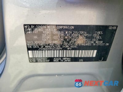 Zdjęcie 14 z 14 samochodu: 2005 TOYOTA RAV4 BASE VIN:JTEHD20V856028899 - miniatura