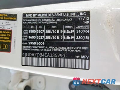 Zdjęcie 13 z 13 samochodu: 2014 MERCEDES-BENZ ML 550 4MATIC VIN:4JGDA7DB4EA335990 - miniatura