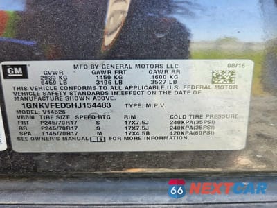 Zdjęcie 13 z 13 samochodu: 2017 CHEVROLET TRAVERSE LS VIN:1GNKVFED5HJ154483 - miniatura