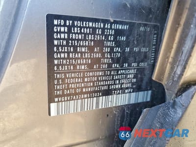 Zdjęcie 13 z 13 samochodu: 2011 VOLKSWAGEN TIGUAN S VIN:WVGBV7AX2BW513034 - miniatura