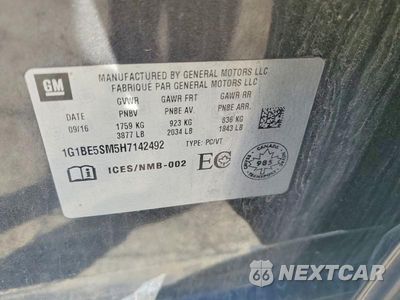 Zdjęcie 12 z 12 samochodu: 2017 CHEVROLET CRUZE LT VIN:1G1BE5SM5H7142492 - miniatura