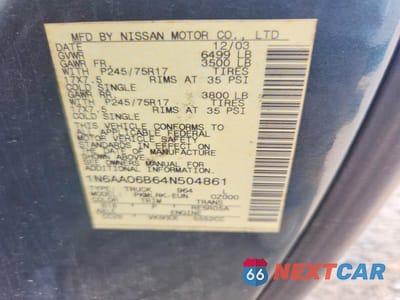 Zdjęcie 12 z 12 samochodu: 2004 NISSAN TITAN XE VIN:1N6AA06B64N504861 - miniatura