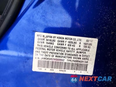 Zdjęcie 12 z 12 samochodu: 2017 HONDA FIT LX VIN:JHMGK5H57HS020962 - miniatura
