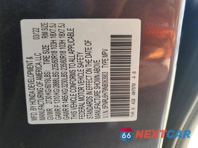 Zdjęcie 14 z 14 samochodu: 2022 HONDA ODYSSEY EXL VIN:5FNRL6H79NB063903 - miniatura