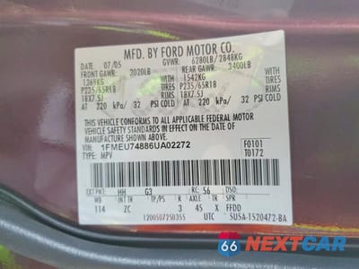Zdjęcie 13 z 13 samochodu: 2006 FORD EXPLORER EDDIE BAUER VIN:1FMEU74886UA02272 - miniatura