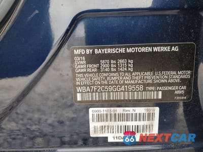 Zdjęcie 12 z 12 samochodu: 2016 BMW 750 XI VIN:WBA7F2C59GG419558 - miniatura