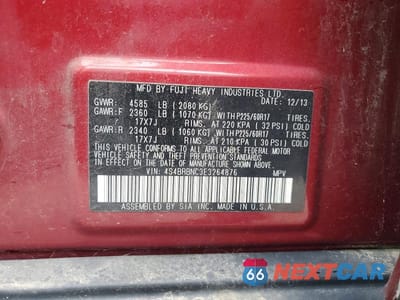 Zdjęcie 12 z 12 samochodu: 2014 SUBARU OUTBACK 2.5I LIMITED VIN:4S4BRBNC3E3264876 - miniatura
