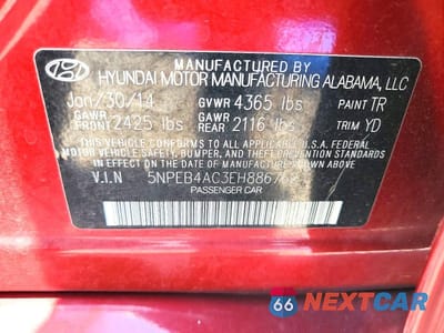 Zdjęcie 12 z 12 samochodu: 2014 HYUNDAI SONATA GLS VIN:5NPEB4AC3EH886762 - miniatura