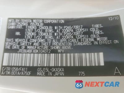 Zdjęcie 13 z 13 samochodu: 2011 TOYOTA FJ CRUISER BASE VIN:JTEBU4BFXBK104312 - miniatura