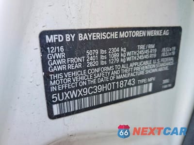 Zdjęcie 13 z 13 samochodu: 2017 BMW X3 XDRIVE28I VIN:5UXWX9C39H0T18743 - miniatura