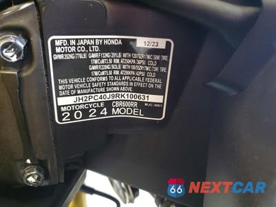 Zdjęcie 9 z 9 samochodu: 2024 HONDA CBR600 RR VIN:JH2PC40J9RK100631 - miniatura
