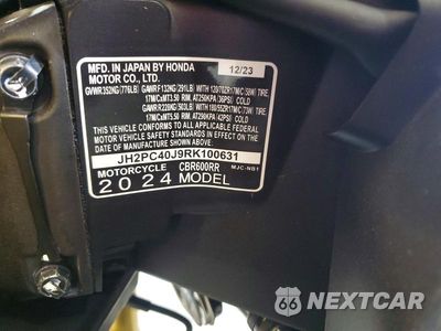 Zdjęcie 9 z 9 samochodu: 2024 HONDA CBR600 RR VIN:JH2PC40J9RK100631 - miniatura
