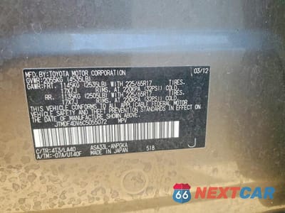 Zdjęcie 12 z 12 samochodu: 2012 TOYOTA RAV4 LIMITED VIN:JTMDF4DV6C5055072 - miniatura