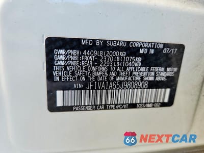 Zdjęcie 12 z 12 samochodu: 2018 SUBARU WRX VIN:JF1VA1A65J9808908 - miniatura