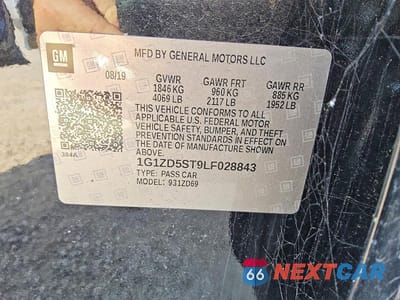 Zdjęcie 12 z 12 samochodu: 2020 CHEVROLET MALIBU LT VIN:1G1ZD5ST9LF028843 - miniatura