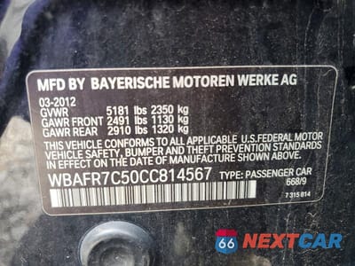 Zdjęcie 12 z 12 samochodu: 2012 BMW 535 I VIN:WBAFR7C50CC814567 - miniatura