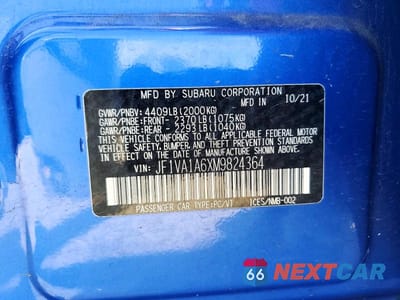 Zdjęcie 12 z 12 samochodu: 2021 SUBARU WRX VIN:JF1VA1A6XM9824364 - miniatura