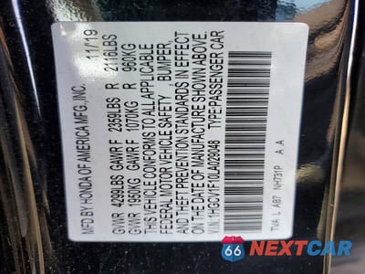 Zdjęcie 12 z 12 samochodu: 2020 HONDA ACCORD LX VIN:1HGCV1F10LA029048 - miniatura