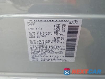 Zdjęcie 12 z 12 samochodu: 2024 NISSAN MURANO PLATINUM VIN:5N1AZ2DS5RC127223 - miniatura