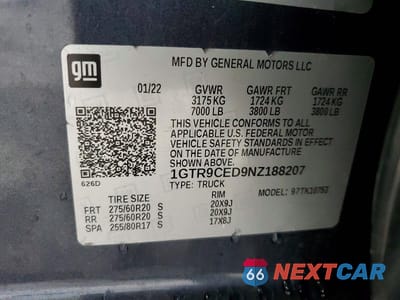 Zdjęcie 13 z 13 samochodu: 2022 GMC SIERRA LIMITED K1500 ELEVATION VIN:1GTR9CED9NZ188207 - miniatura