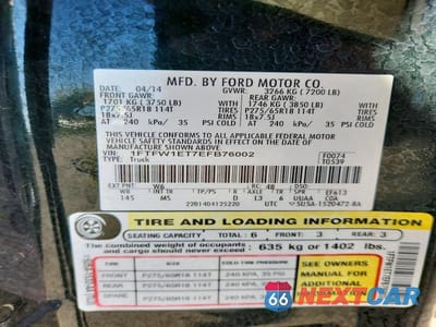 Zdjęcie 12 z 12 samochodu: 2014 FORD F150 SUPERCREW VIN:1FTFW1ET7EFB76002 - miniatura