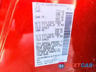 Zdjęcie 13 z 13 samochodu: 2014 NISSAN PATHFINDER S VIN:5N1AR2MN2EC629692 - miniatura