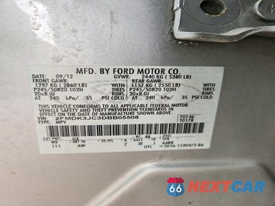 Zdjęcie 13 z 13 samochodu: 2013 FORD EDGE SEL VIN:2FMDK3JC3DBB05508 - miniatura