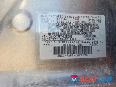 Zdjęcie 13 z 13 samochodu: 2017 NISS VERSA VIN:3N1CN7AP7HL821598 - miniatura
