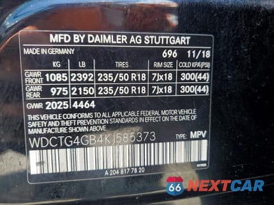 Zdjęcie 13 z 13 samochodu: 2019 MERCEDES-BENZ GLA 250 4MATIC VIN:WDCTG4GB4KJ585373 - miniatura