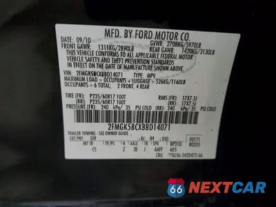 Zdjęcie 13 z 13 samochodu: 2011 FORD FLEX SE VIN:2FMGK5BCXBBD14071 - miniatura