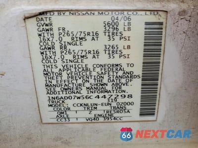 Zdjęcie 12 z 12 samochodu: 2006 NISSAN FRONTIER SE VIN:1N6AD07W56C447298 - miniatura