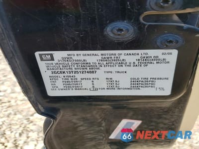 Zdjęcie 12 z 12 samochodu: 2005 CHEVROLET SILVERADO K1500 VIN:2GCEK13T251274887 - miniatura