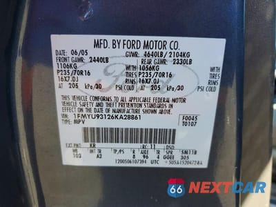 Zdjęcie 13 z 13 samochodu: 2006 FORD ESCAPE VIN:1FMYU93126KA28861 - miniatura