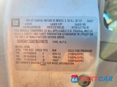 Zdjęcie 12 z 12 samochodu: 2007 CHEVROLET HHR LS VIN:3GNDA13D67S624673 - miniatura
