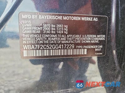 Zdjęcie 12 z 12 samochodu: 2016 BMW 750 XI VIN:WBA7F2C52GG417229 - miniatura