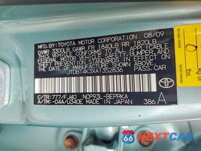 Zdjęcie 13 z 13 samochodu: 2010 TOYOTA YARIS BASE VIN:JTDBT4K3XA1352836 - miniatura