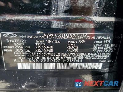 Zdjęcie 13 z 13 samochodu: 2020 HYUNDAI SANTA FE LIMITED VIN:5NMS53AD7LH213044 - miniatura