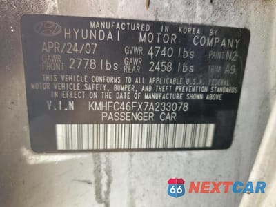 Zdjęcie 12 z 12 samochodu: 2007 HYUNDAI AZERA SE VIN:KMHFC46FX7A233078 - miniatura