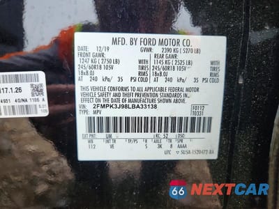 Zdjęcie 13 z 13 samochodu: 2020 FORD EDGE SEL VIN:2FMPK3J98LBA33138 - miniatura