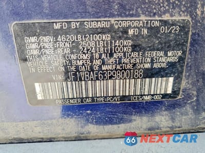 Zdjęcie 12 z 12 samochodu: 2023 SUBARU WRX PREMIUM VIN:JF1VBAF63P9800188 - miniatura