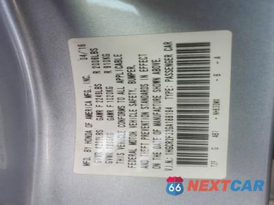Zdjęcie 12 z 12 samochodu: 2016 HONDA ACCORD LX VIN:1HGCR2F33GA188194 - miniatura