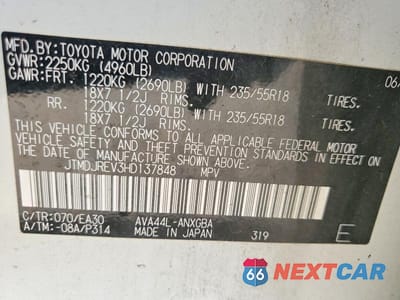 Zdjęcie 13 z 13 samochodu: 2017 TOYOTA RAV4 HV LIMITED VIN:JTMDJREV3HD137848 - miniatura