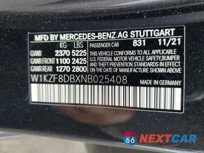 Zdjęcie 13 z 13 samochodu: 2022 MERCEDES-BENZ E CLASS VIN:W1KZF8DBXNB025408 - miniatura