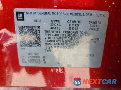 Zdjęcie 13 z 13 samochodu: 2019 CHEVROLET EQUINOX LT VIN:3GNAXVEX8KL365753 - miniatura
