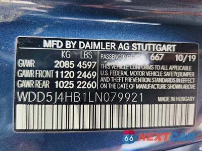 Zdjęcie 12 z 12 samochodu: 2020 MERCEDES-BENZ CLA 250 4MATIC VIN:WDD5J4HB1LN079921 - miniatura